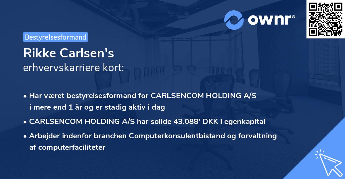 Rikke Carlsen's erhvervskarriere kort