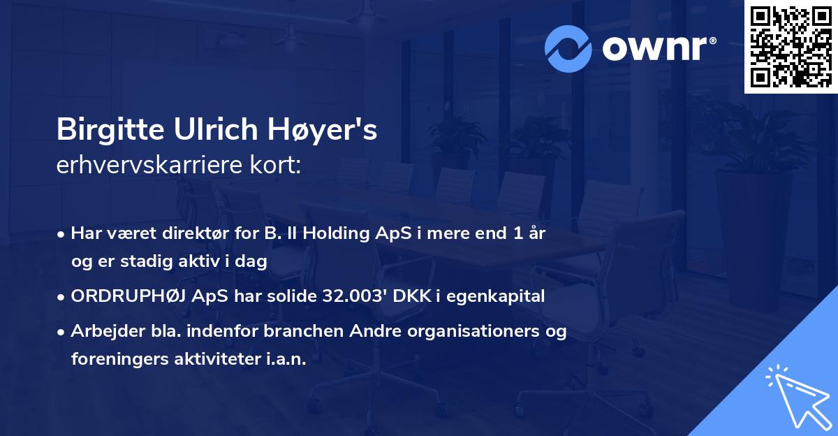 Birgitte Ulrich Høyer's erhvervskarriere kort