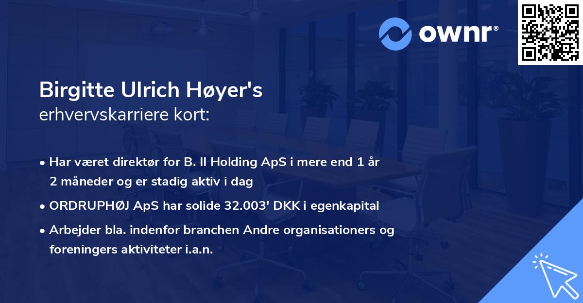 Birgitte Ulrich Høyer's erhvervskarriere kort