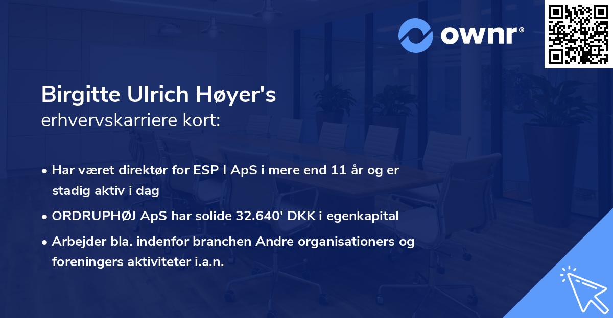Birgitte Ulrich Høyer's erhvervskarriere kort
