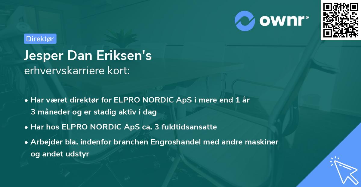 Jesper Dan Eriksen's erhvervskarriere kort
