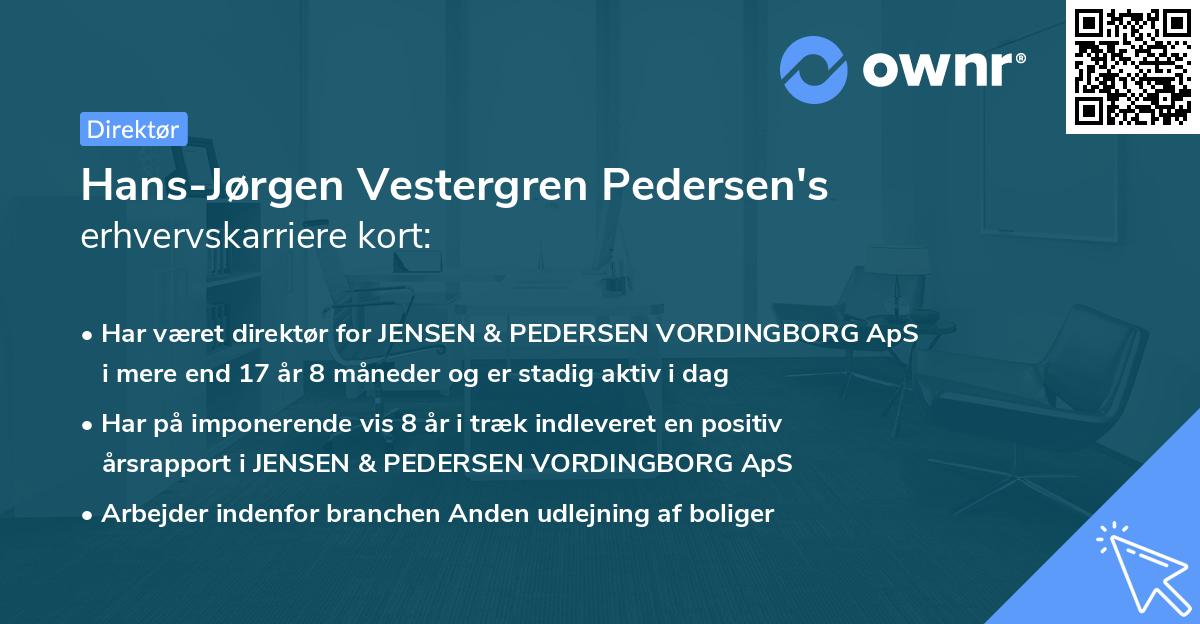 Hans-Jørgen Vestergren Pedersen's erhvervskarriere kort
