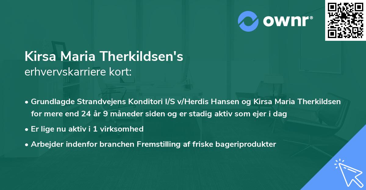 Kirsa Maria Therkildsen's erhvervskarriere kort