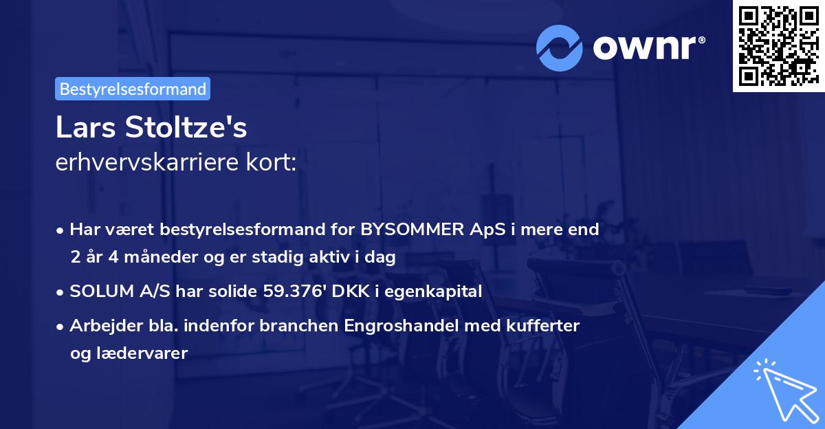 Lars Stoltze's erhvervskarriere kort