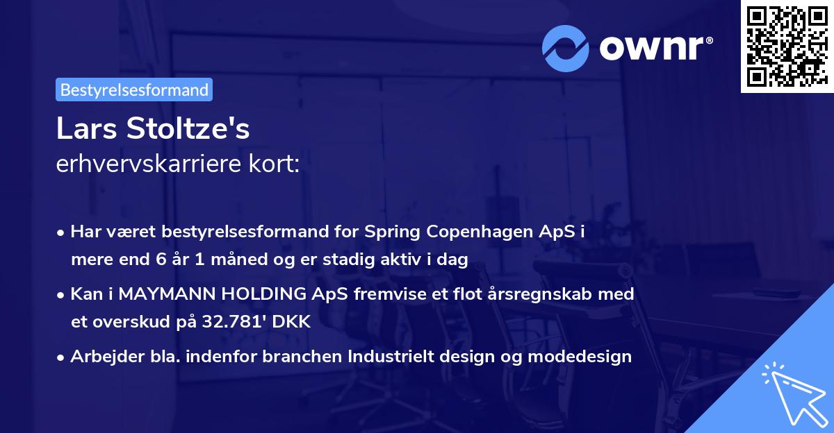 Lars Stoltze's erhvervskarriere kort