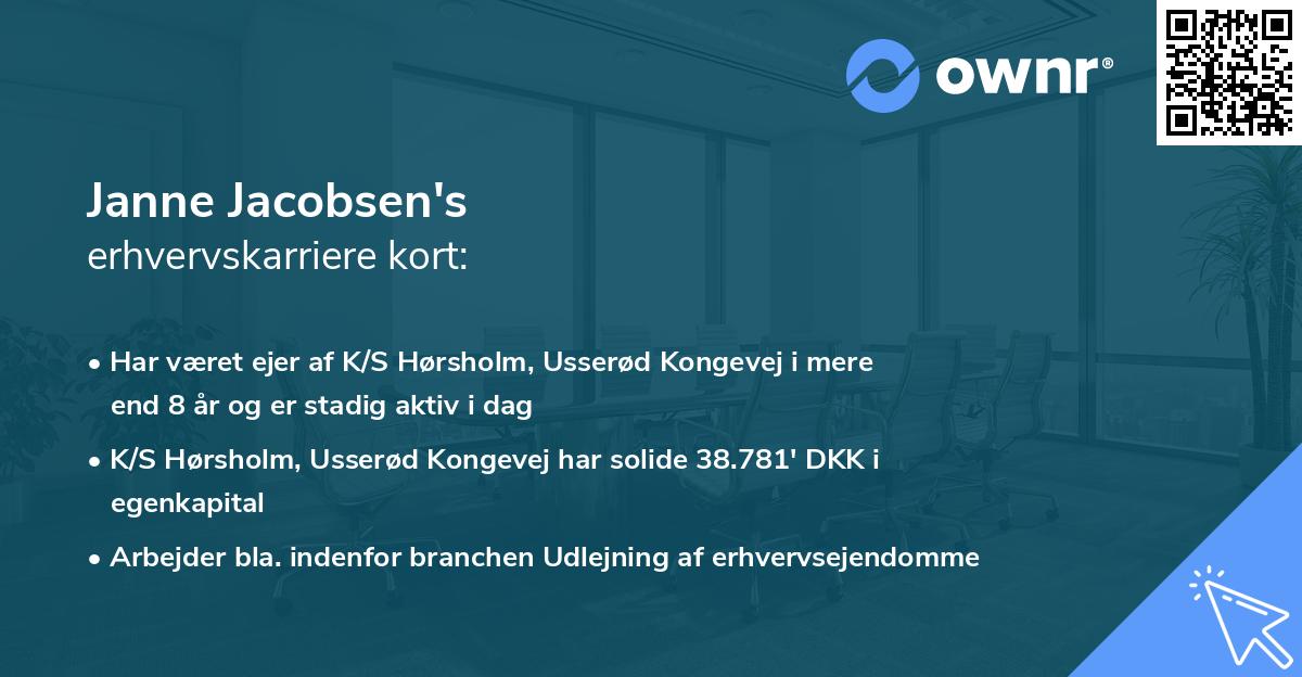Janne Jacobsen's erhvervskarriere kort