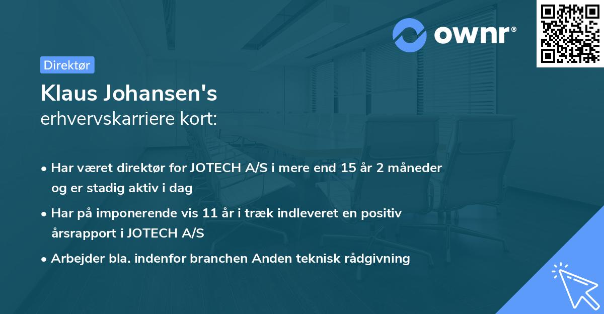 Klaus Johansen's erhvervskarriere kort