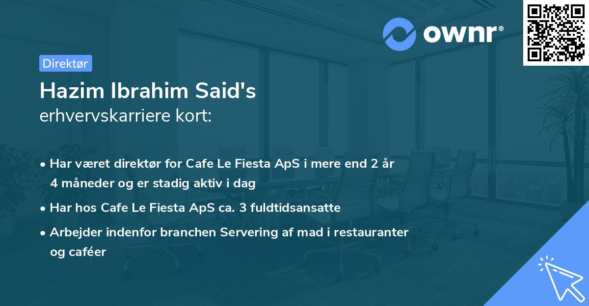 Hazim Ibrahim Said's erhvervskarriere kort