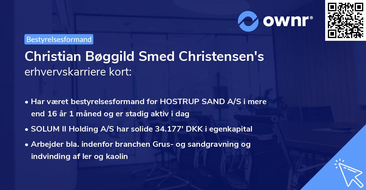 Christian Bøggild Smed Christensen's erhvervskarriere kort