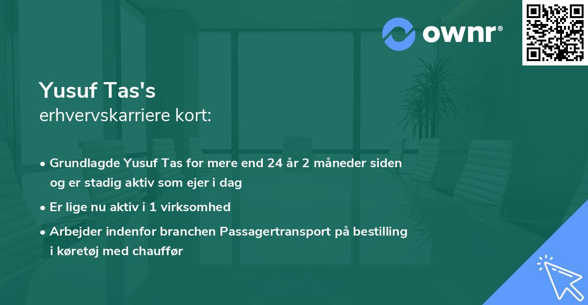 Yusuf Tas's erhvervskarriere kort
