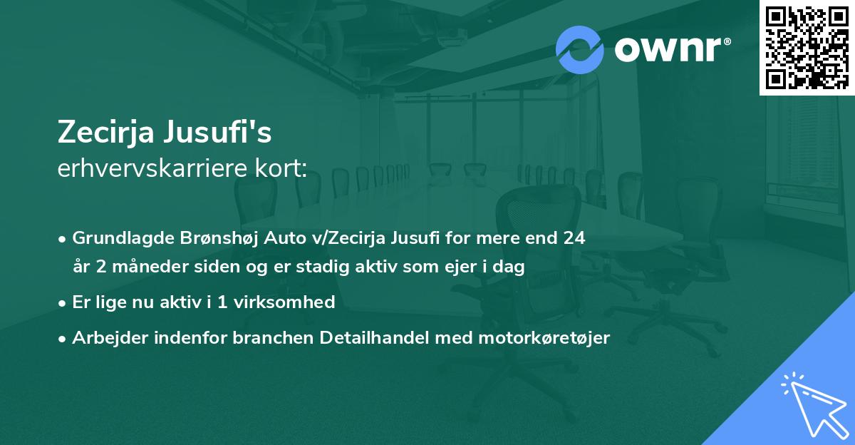 Zecirja Jusufi's erhvervskarriere kort