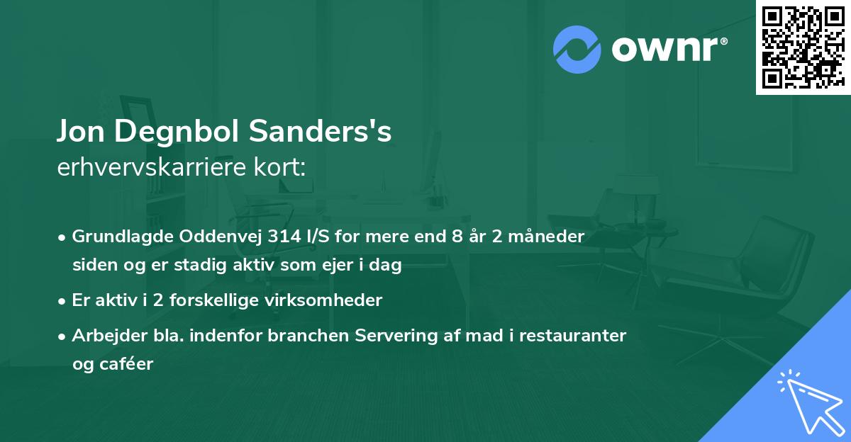 Jon Degnbol Sanders's erhvervskarriere kort