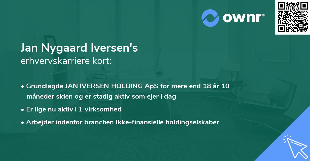 Jan Nygaard Iversen's erhvervskarriere kort