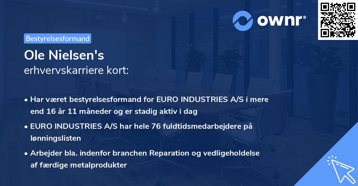 Ole Nielsen's erhvervskarriere kort
