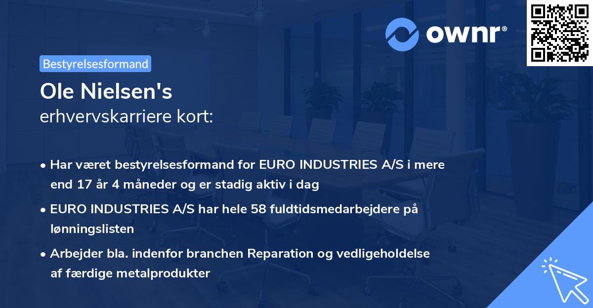 Ole Nielsen's erhvervskarriere kort