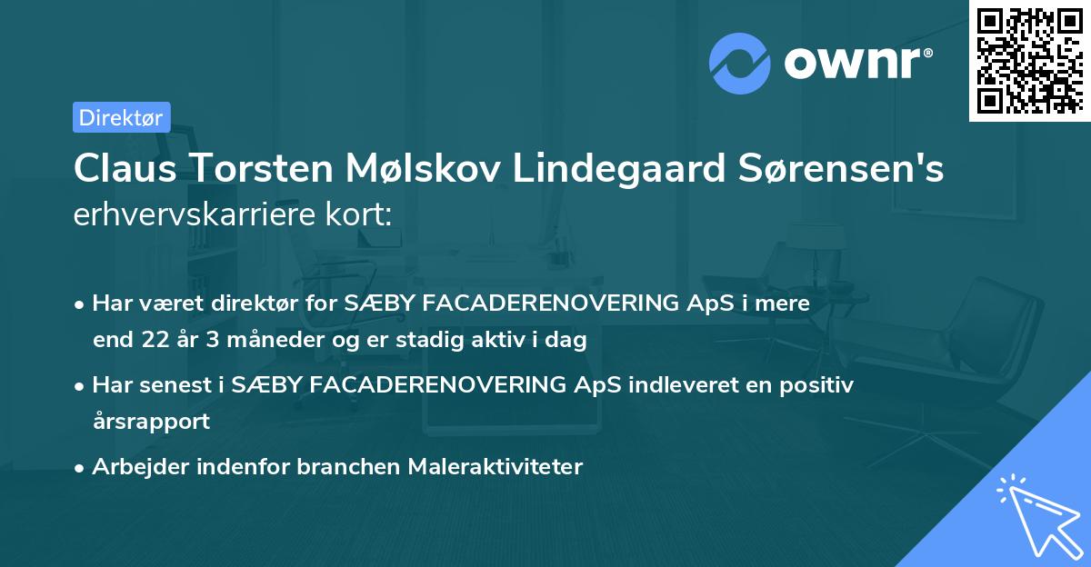 Claus Torsten Mølskov Lindegaard Sørensen's erhvervskarriere kort