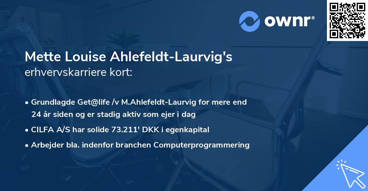 Mette Louise Ahlefeldt-Laurvig's erhvervskarriere kort
