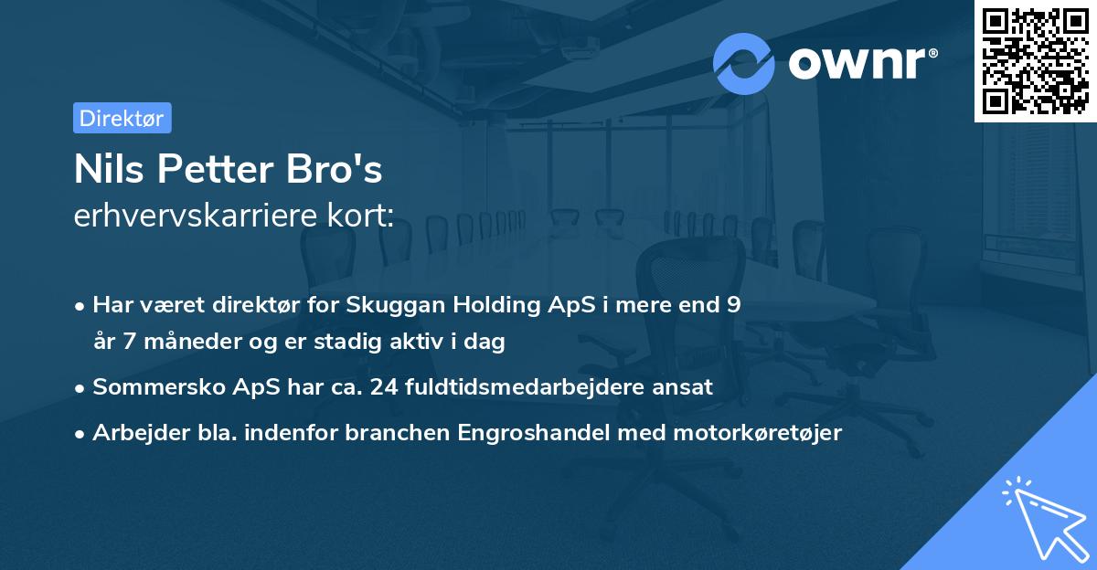 Nils Petter Bro's erhvervskarriere kort