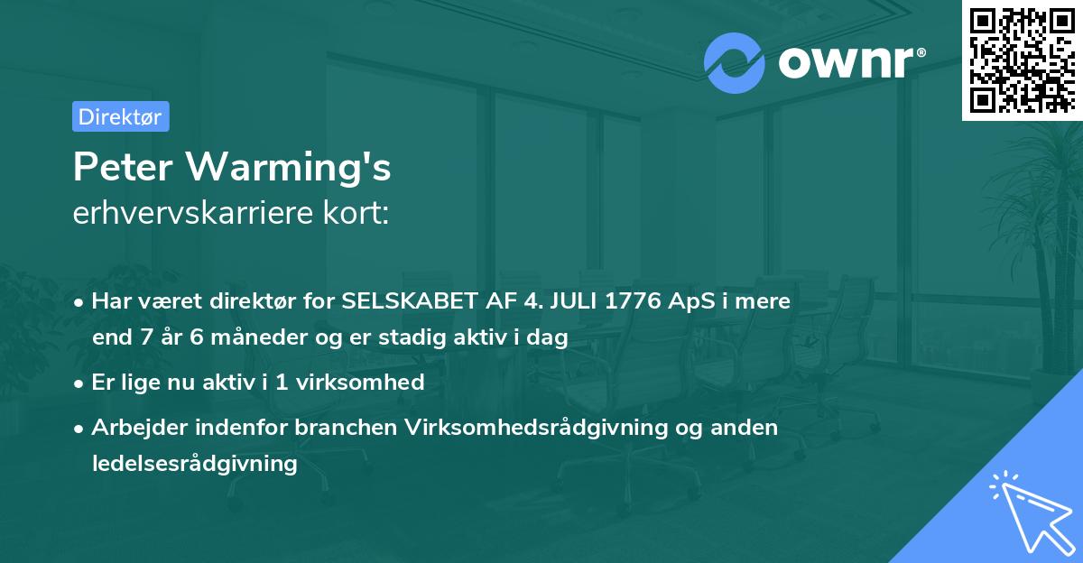 Peter Warming's erhvervskarriere kort