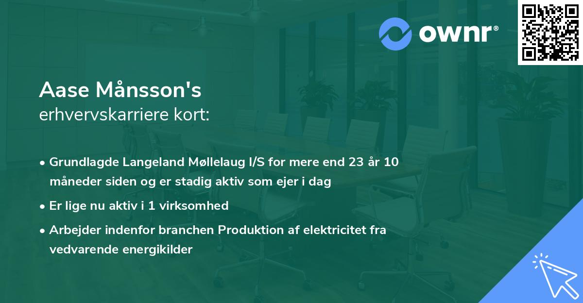 Aase Månsson's erhvervskarriere kort
