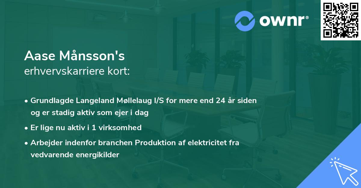 Aase Månsson's erhvervskarriere kort