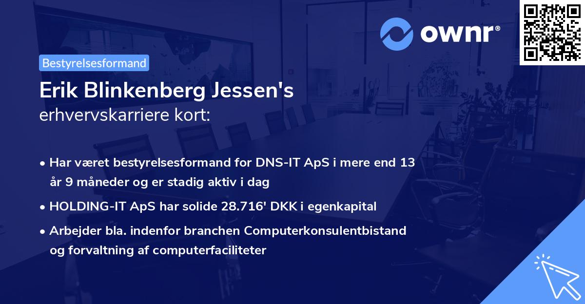 Erik Blinkenberg Jessen's erhvervskarriere kort