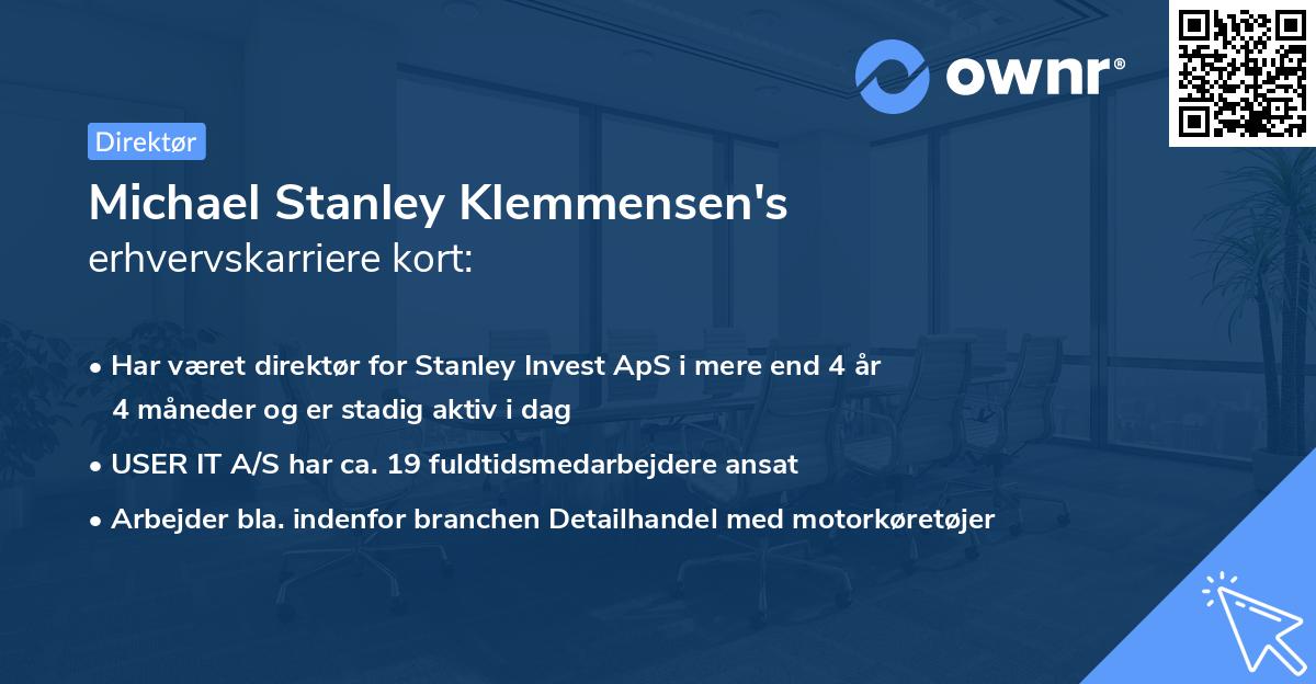Michael Stanley Klemmensen's erhvervskarriere kort