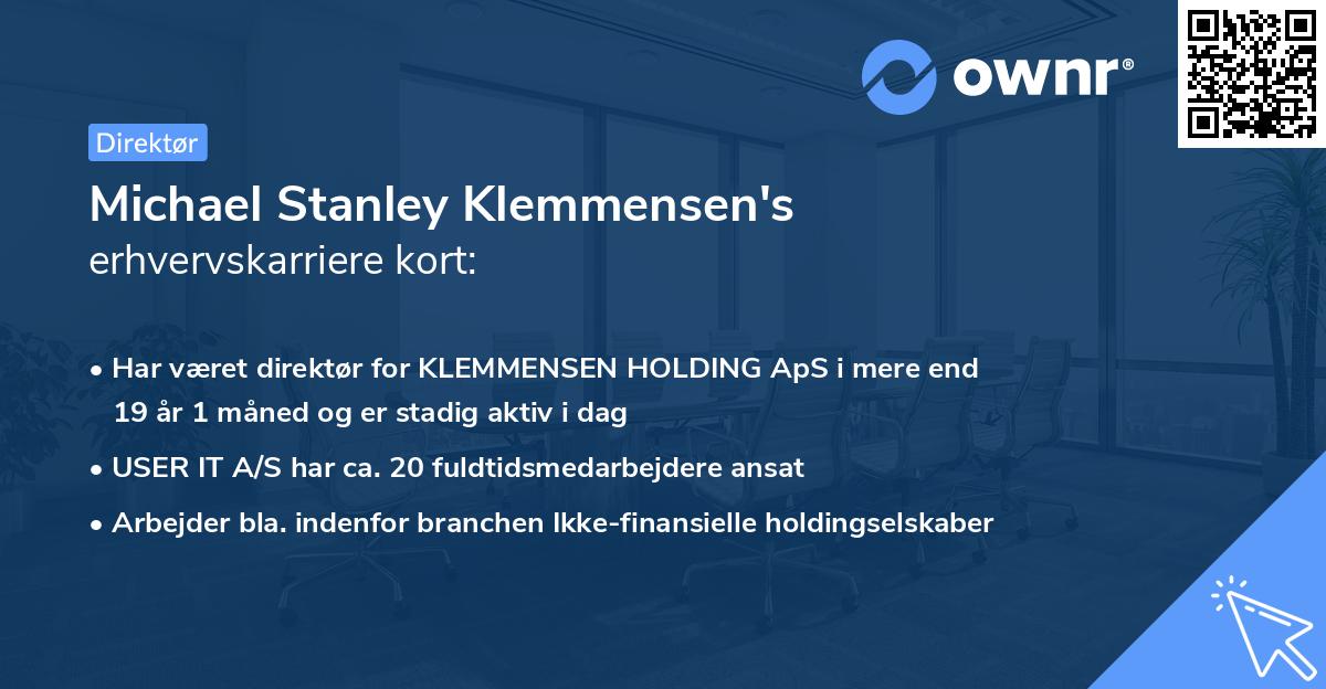 Michael Stanley Klemmensen's erhvervskarriere kort