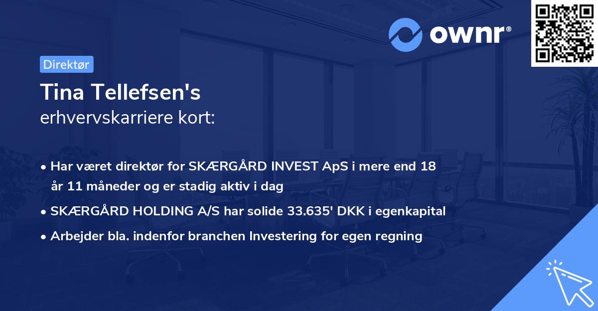 Tina Tellefsen's erhvervskarriere kort