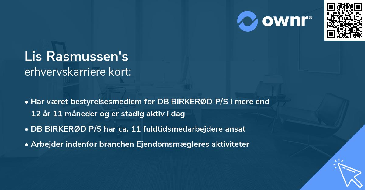 Lis Rasmussen's erhvervskarriere kort