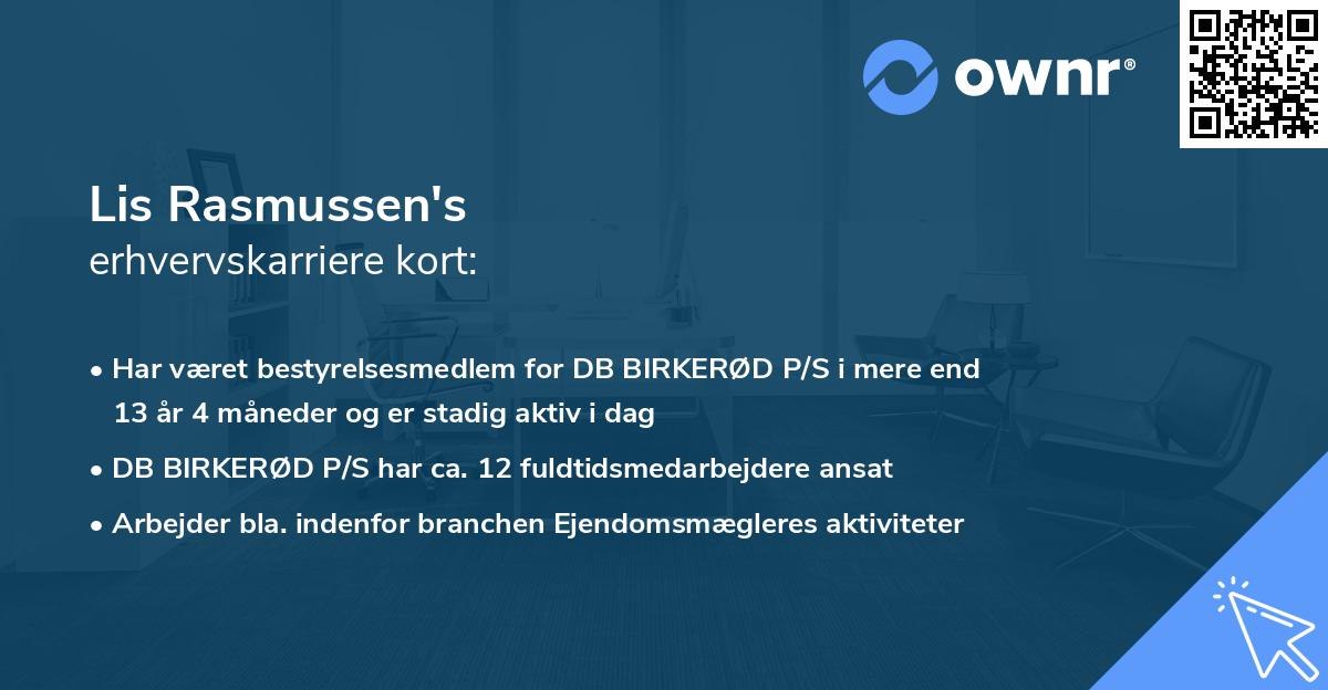Lis Rasmussen's erhvervskarriere kort