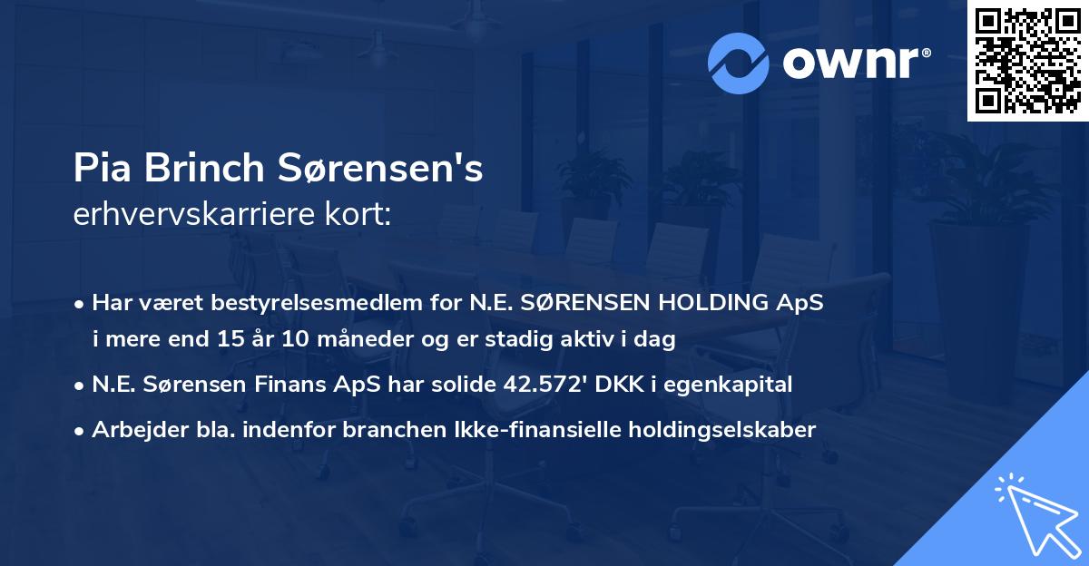 Pia Brinch Sørensen's erhvervskarriere kort