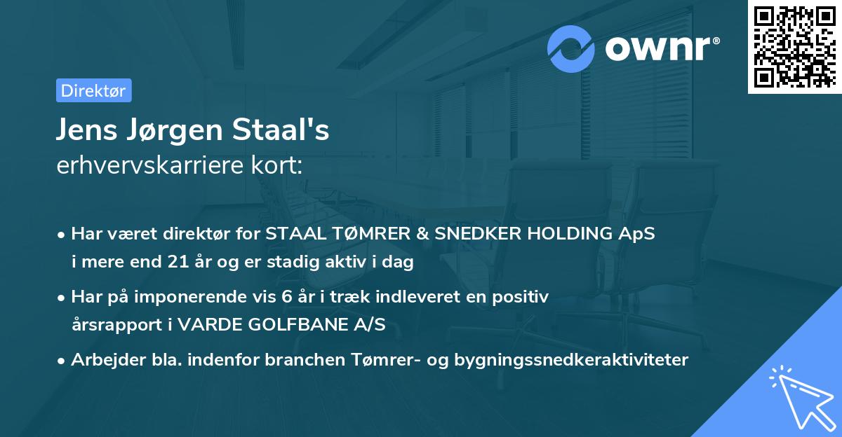 Jens Jørgen Staal's erhvervskarriere kort