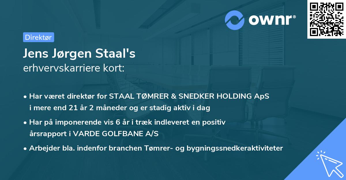 Jens Jørgen Staal's erhvervskarriere kort