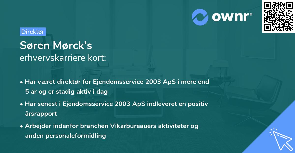 Søren Mørck's erhvervskarriere kort
