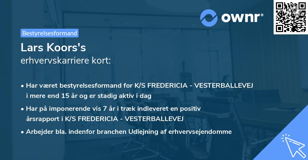 Lars Koors's erhvervskarriere kort