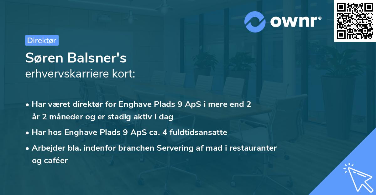 Søren Balsner's erhvervskarriere kort