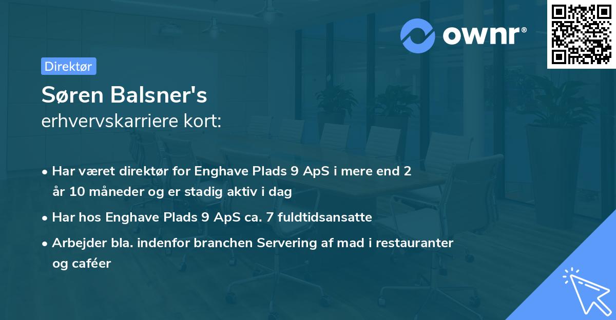 Søren Balsner's erhvervskarriere kort