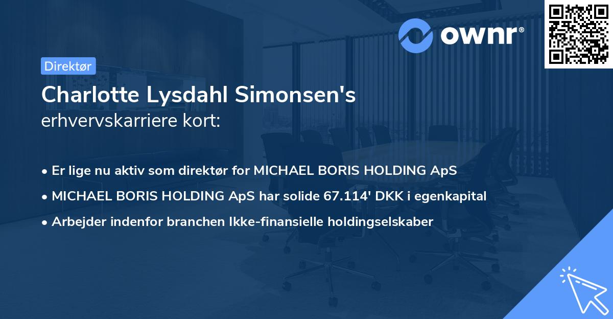 Charlotte Lysdahl Simonsen's erhvervskarriere kort