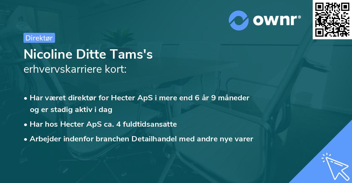 Nicoline Ditte Tams's erhvervskarriere kort