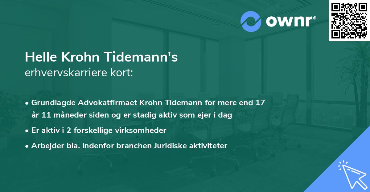 Helle Krohn Tidemann's erhvervskarriere kort