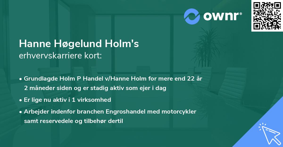 Hanne Høgelund Holm's erhvervskarriere kort