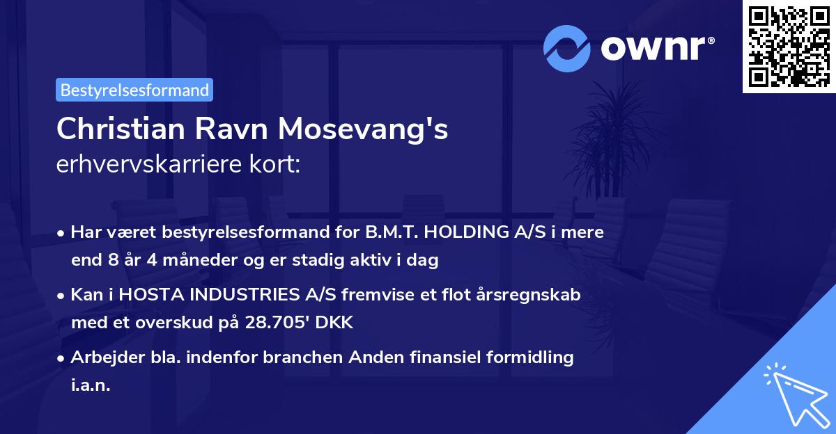 Christian Ravn Mosevang's erhvervskarriere kort
