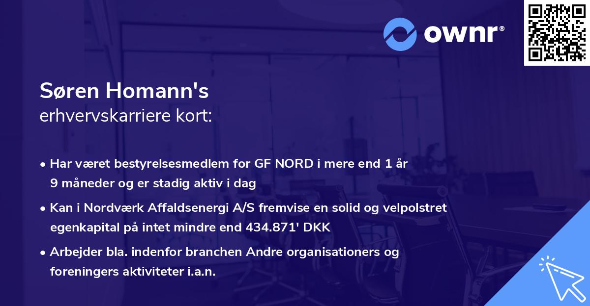 Søren Homann's erhvervskarriere kort