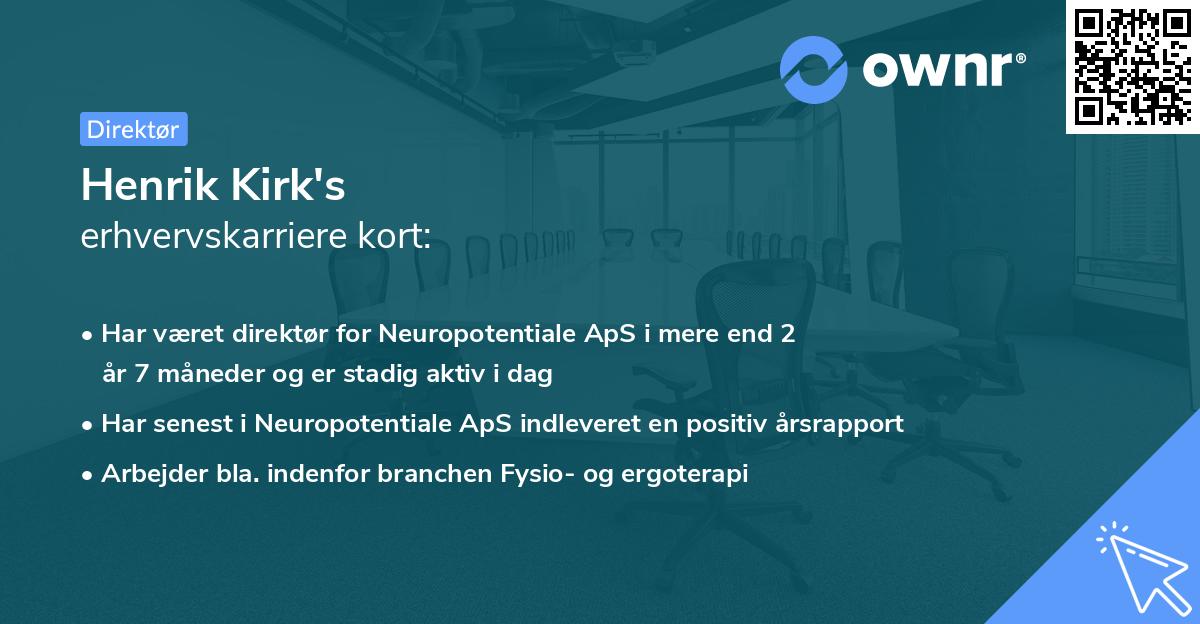 Henrik Kirk's erhvervskarriere kort