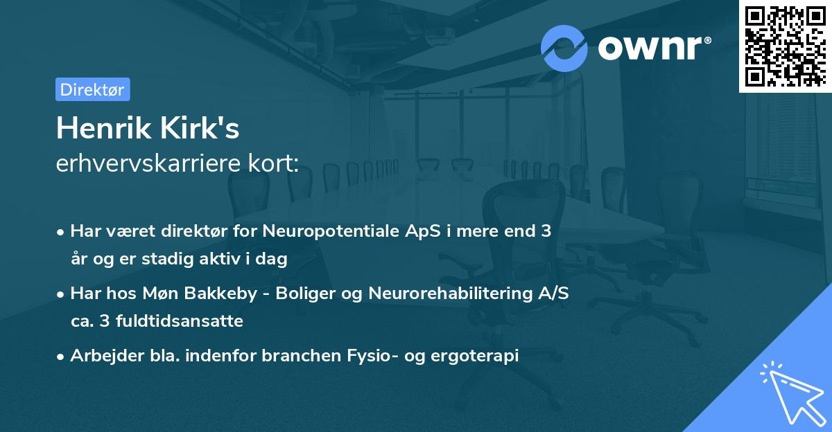 Henrik Kirk's erhvervskarriere kort