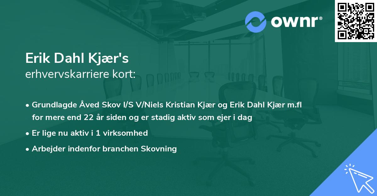 Erik Dahl Kjær's erhvervskarriere kort