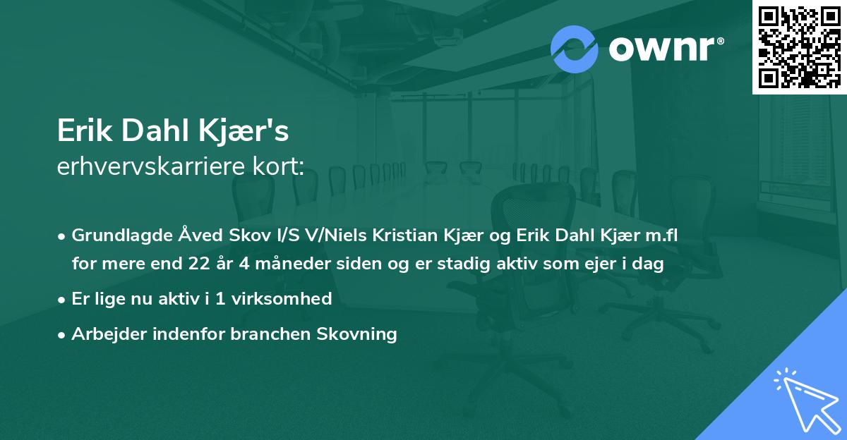 Erik Dahl Kjær's erhvervskarriere kort