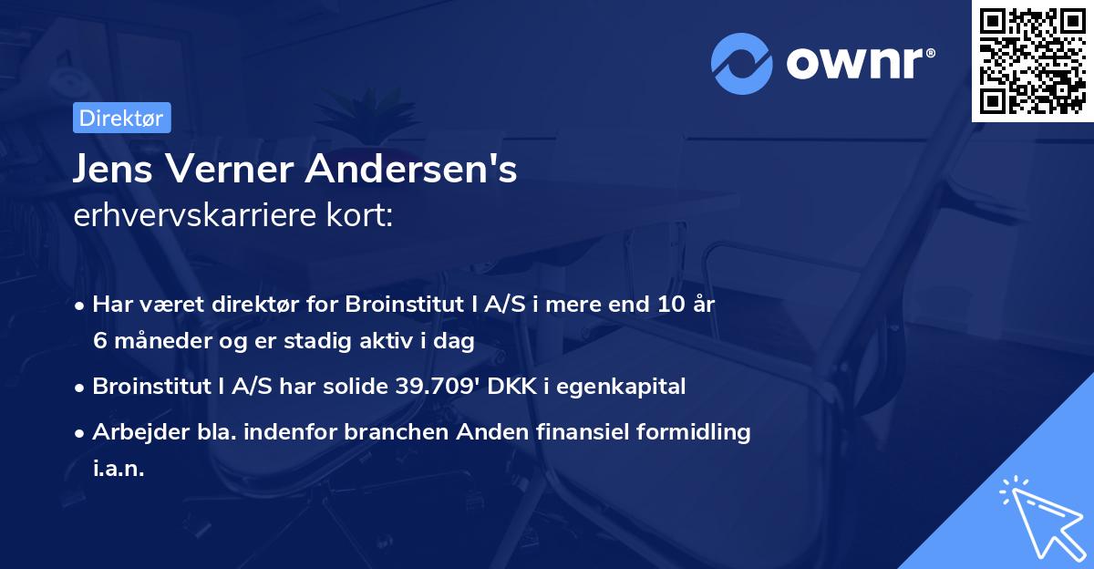Jens Verner Andersen's erhvervskarriere kort