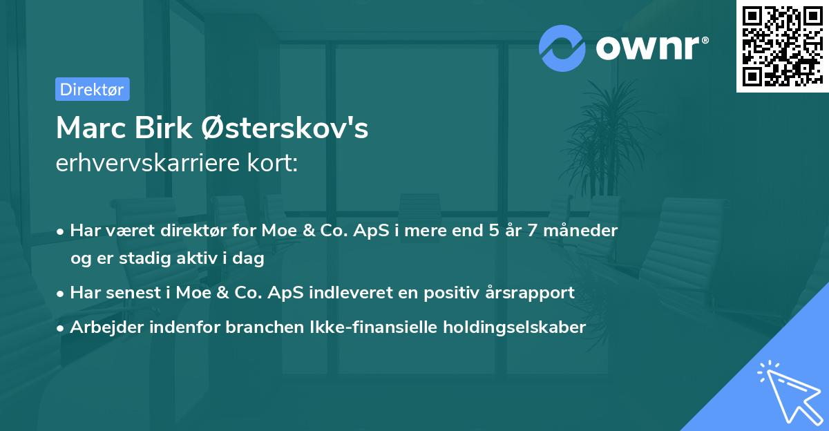 Marc Birk Østerskov's erhvervskarriere kort